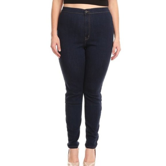 Dark Blue Stretch Skinny Jeans - Picture 4 of 8